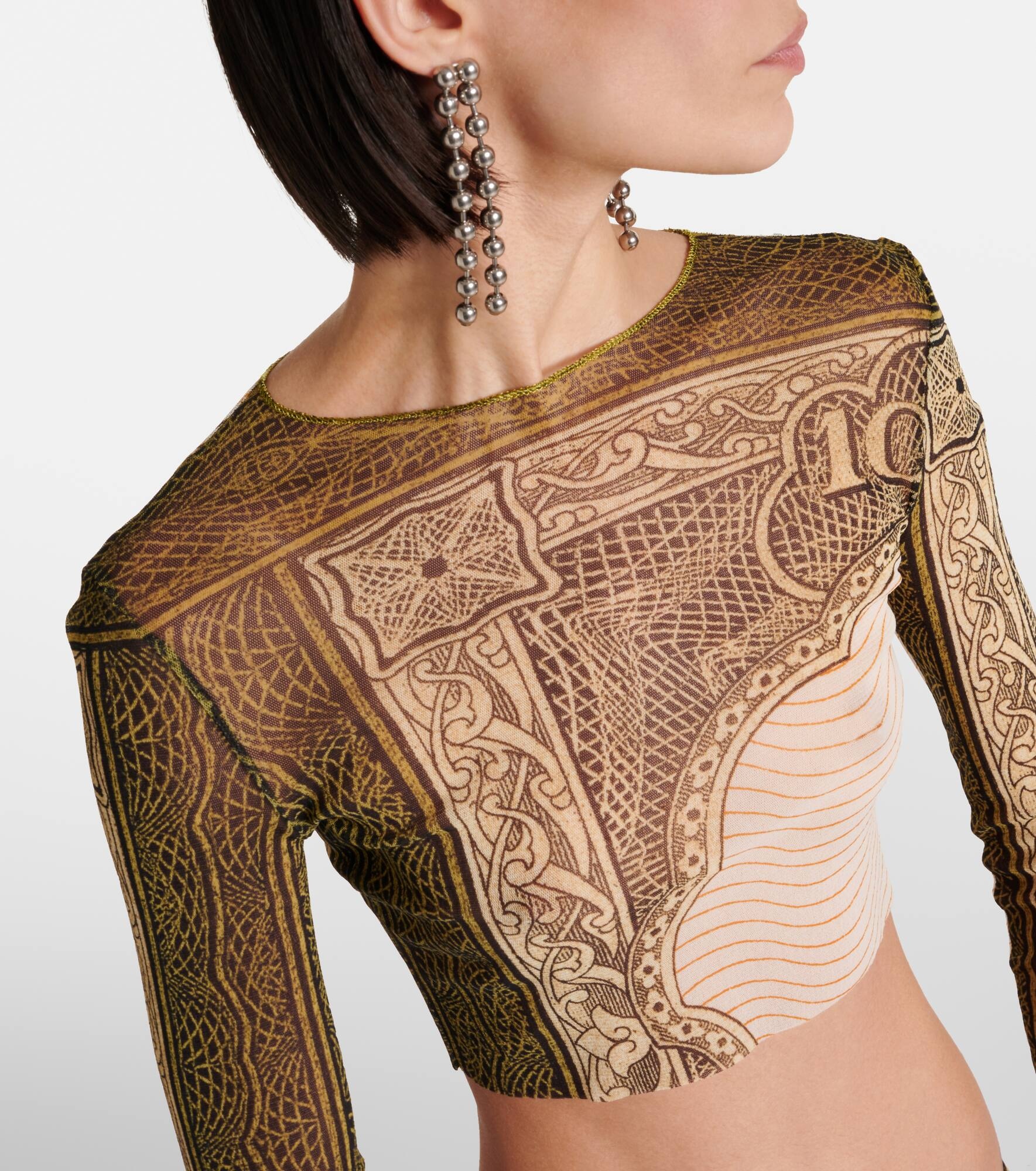Printed mesh crop top - 4