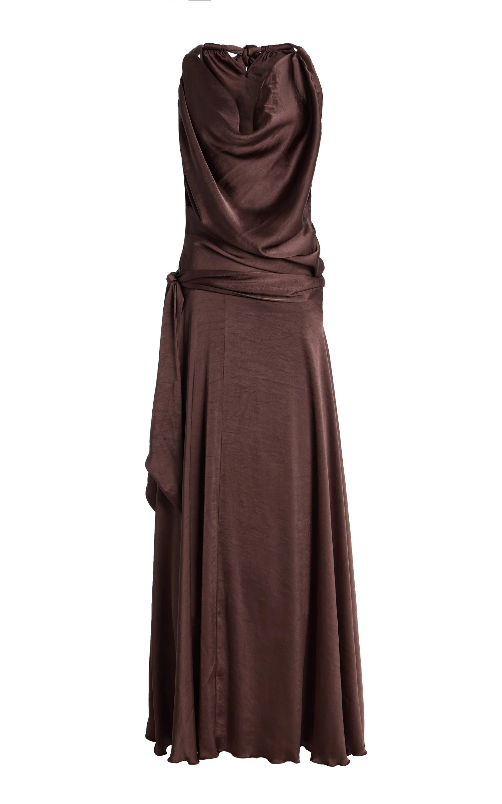 Exclusive Nesta Draped Devoré Chiffon Maxi Dress brown - 1