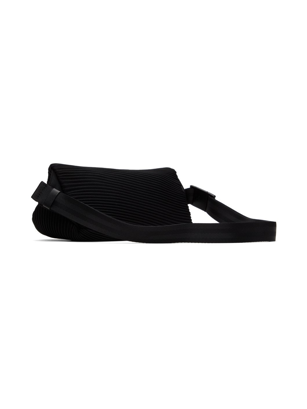 Black Bias Pleats Waist Pouch - 3