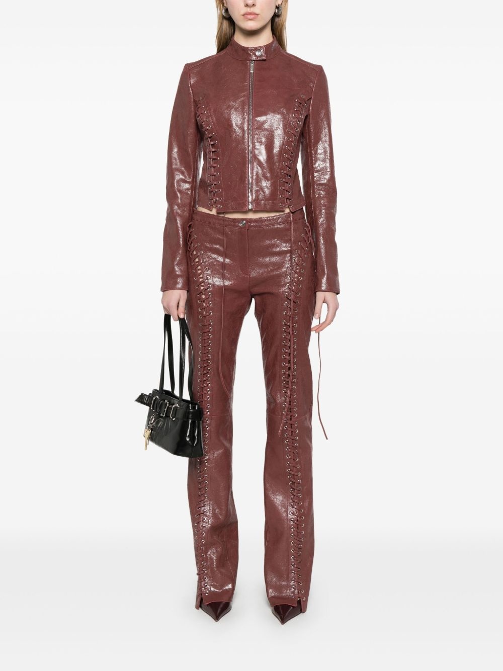 cracked-effect leather jacket - 2