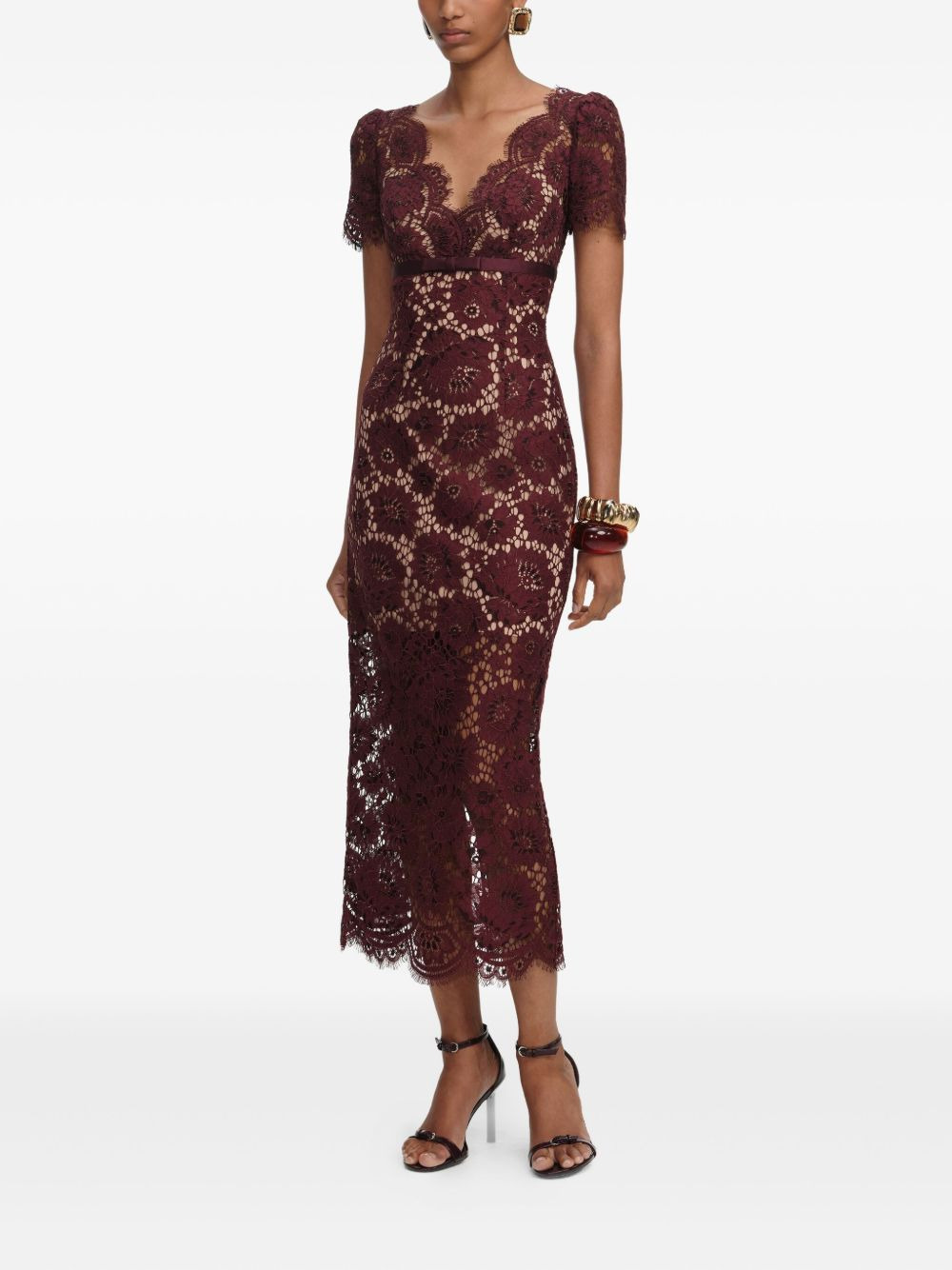 floral lace midi dress - 2