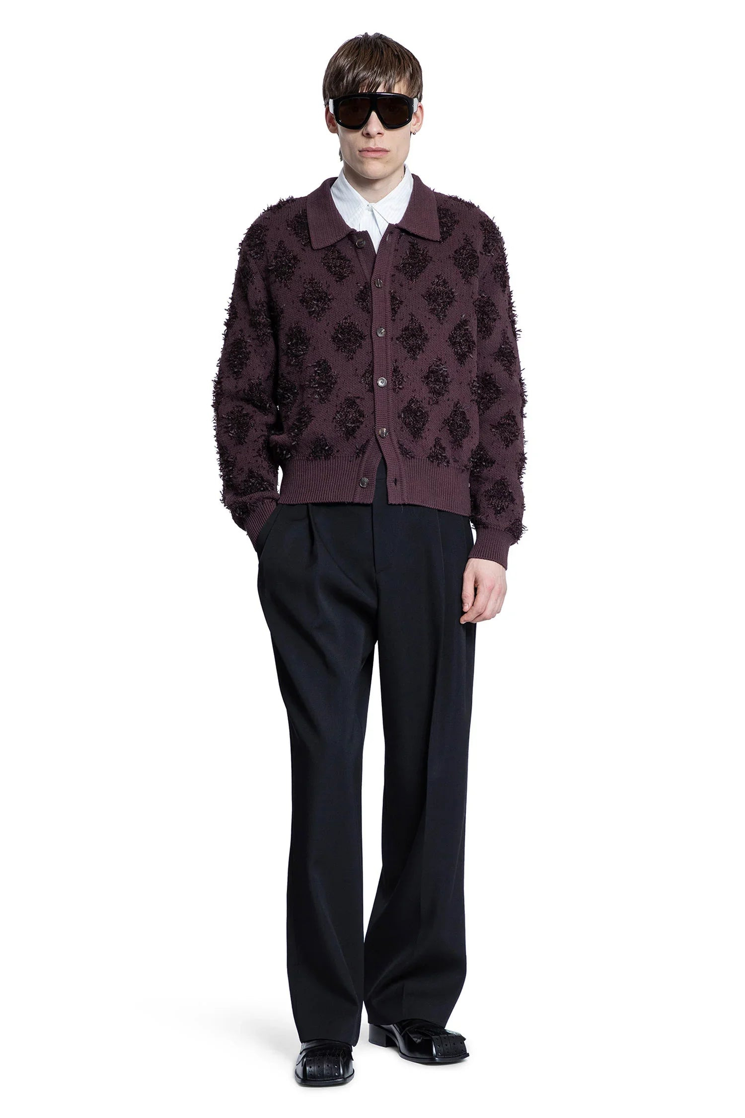 Fringed-Argyle-Polo-Cardigan - 4