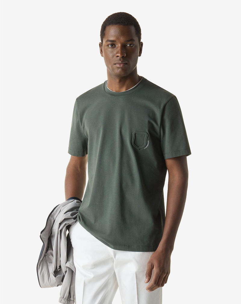 CORNELIANI Green crew neck stretch jersey t-shirt outlook