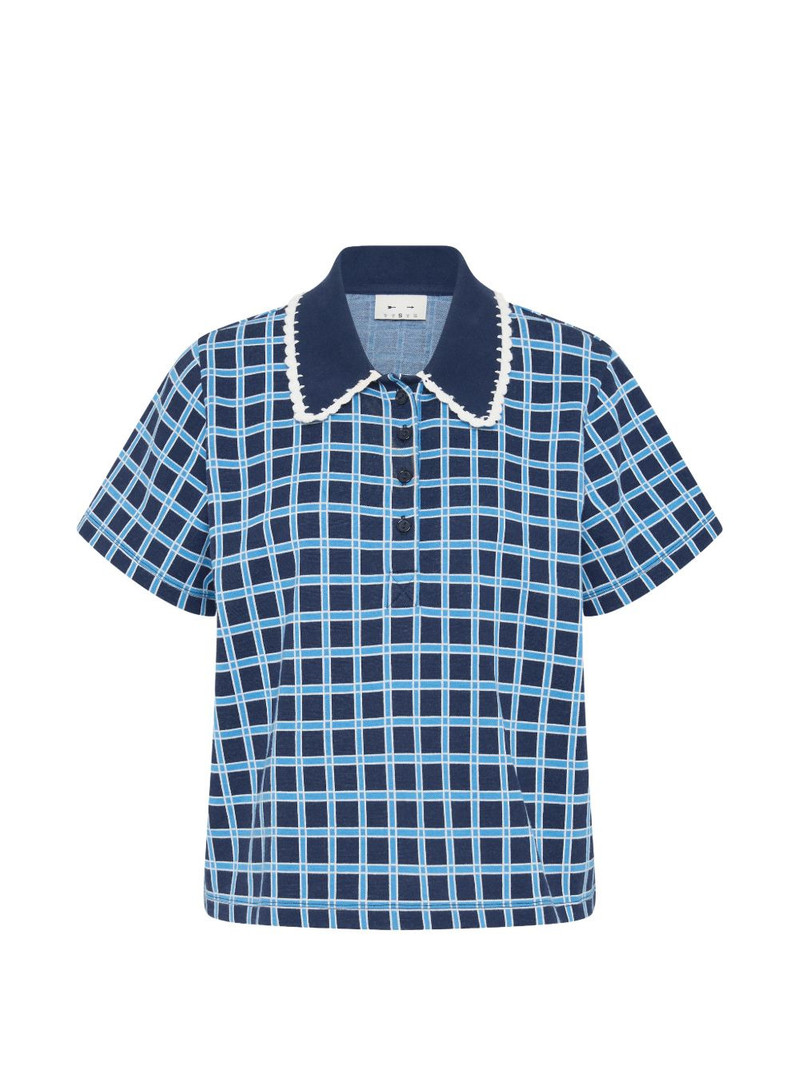 Clubhouse Dom checked crochet-trim polo shirt 1