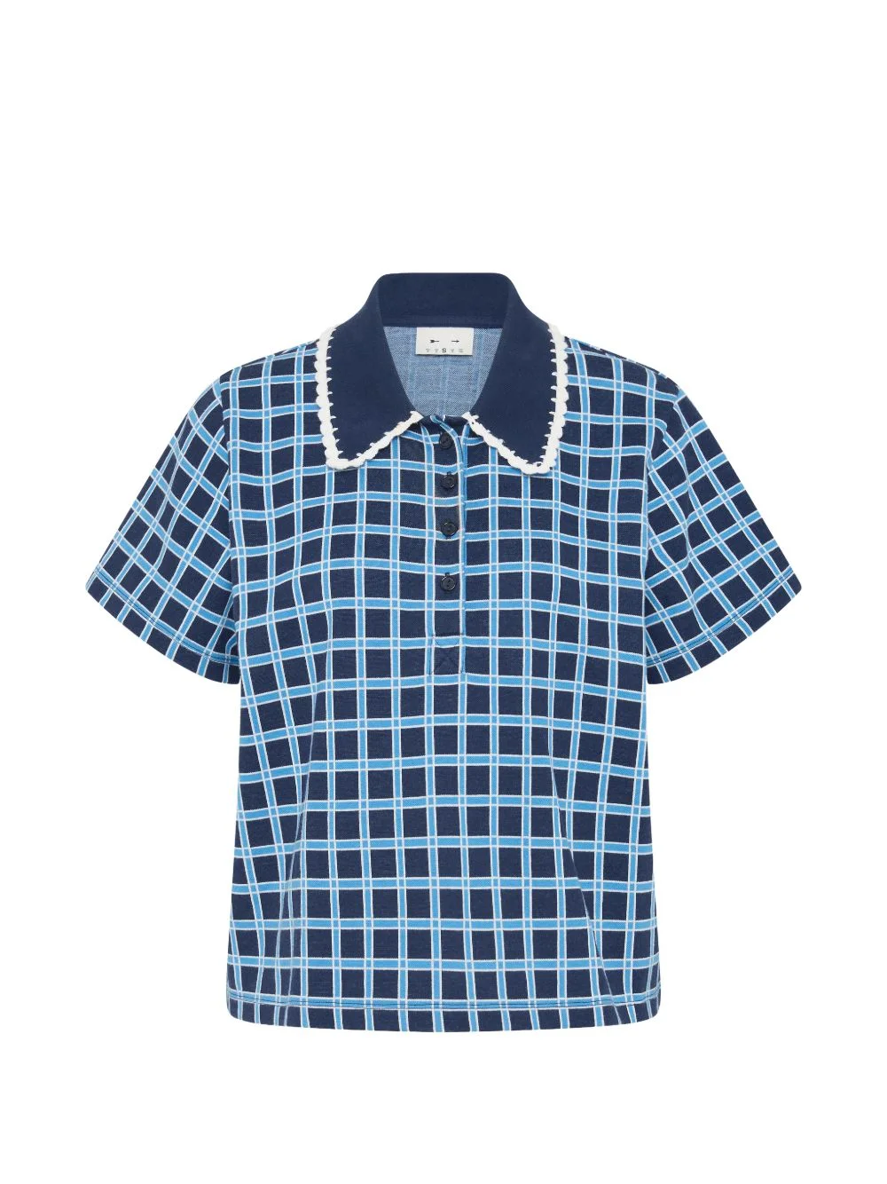 Clubhouse Dom checked crochet-trim polo shirt - 1