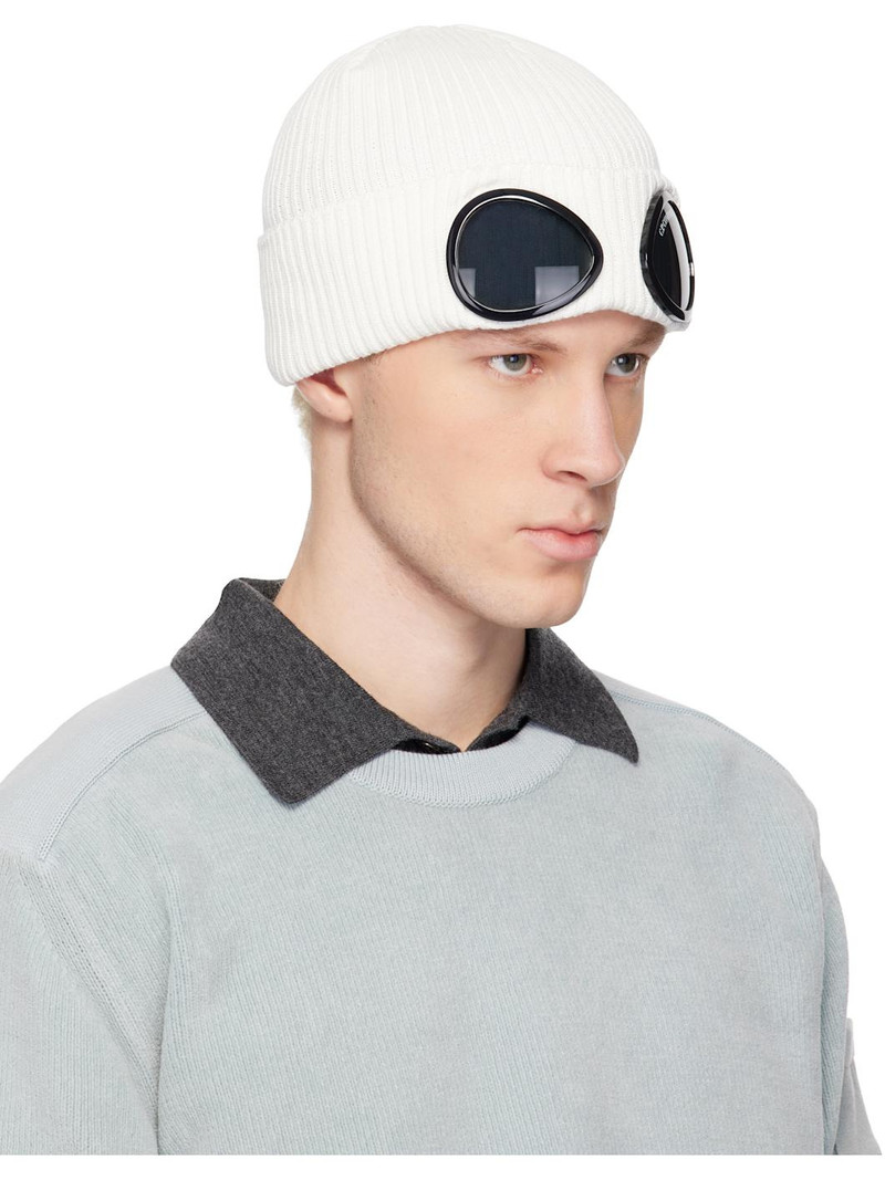 C.P. Company Off-White Cotton Goggle Beanie outlook