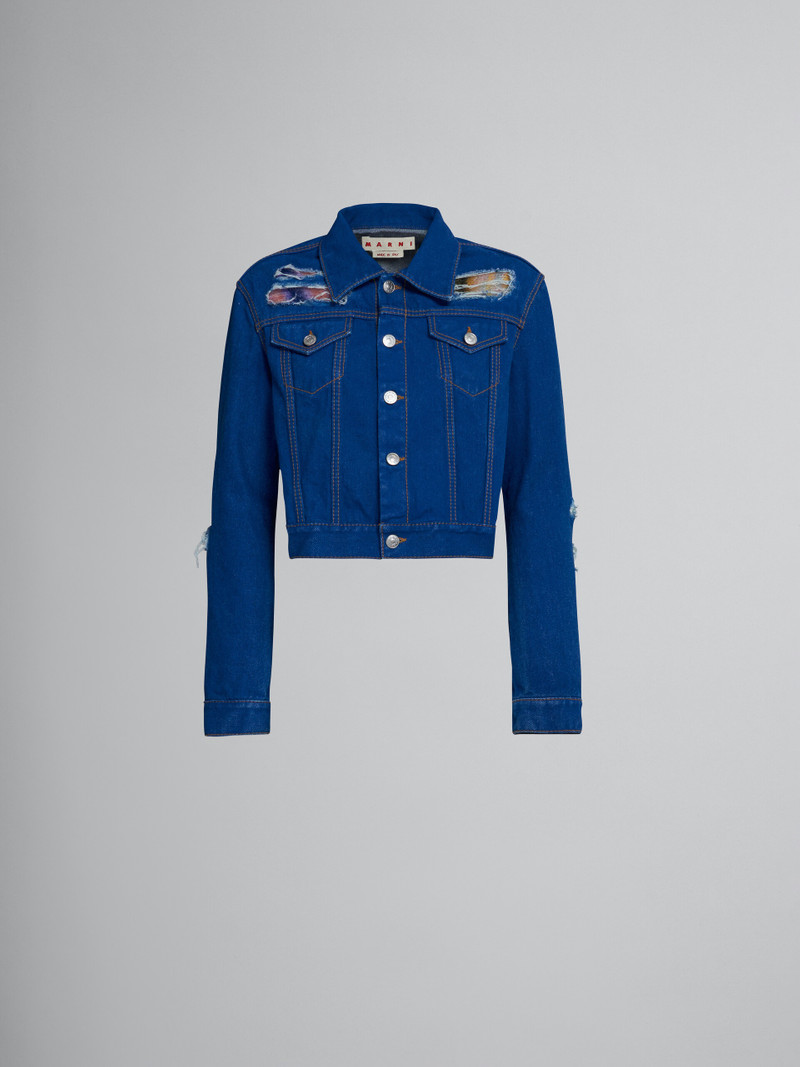 BLUE DENIM AND MOHAIR JACKET - 1