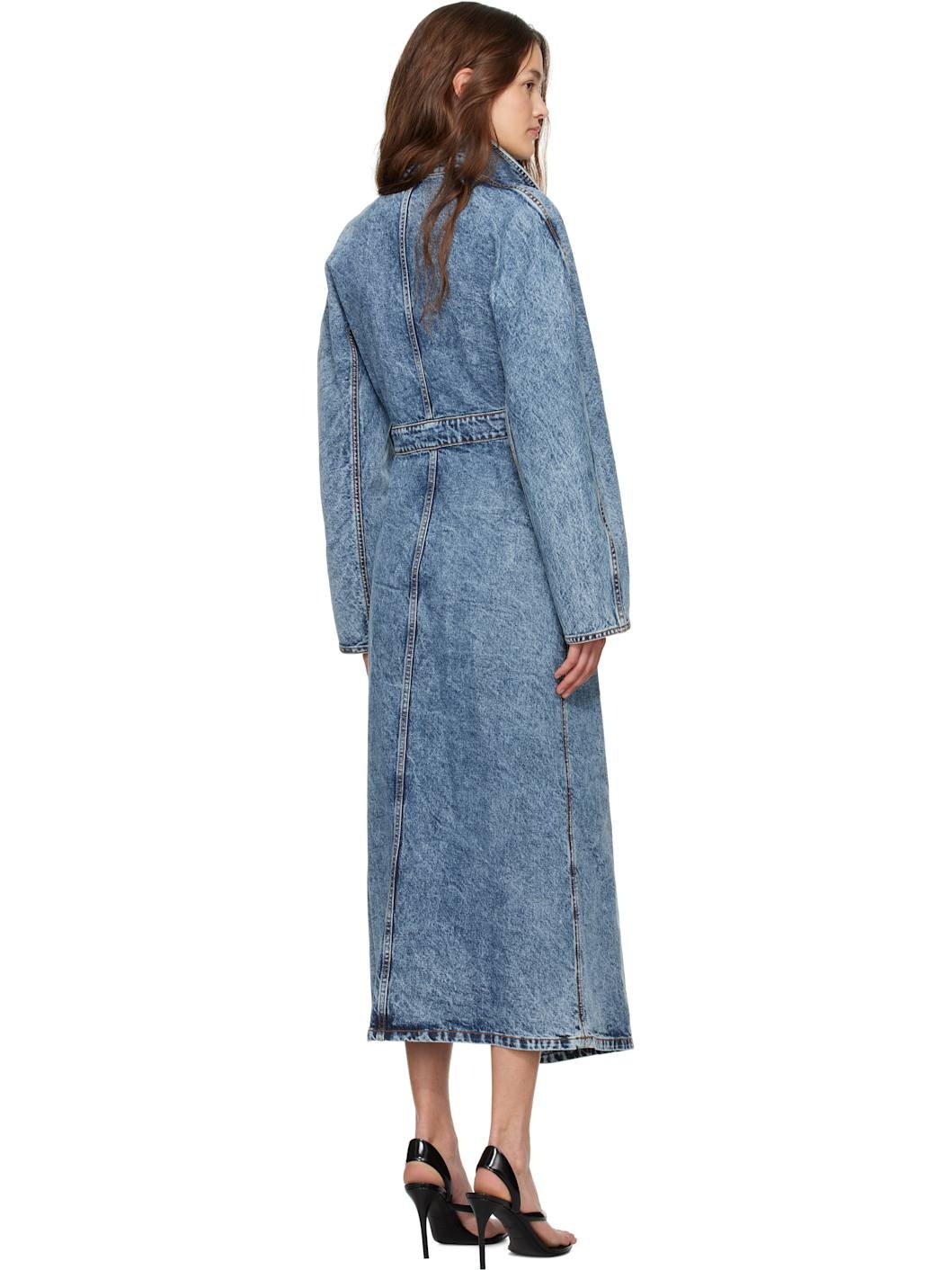 Blue Faded Denim Trench Coat - 3