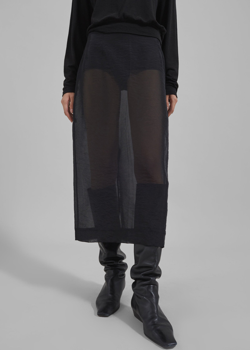 Yara Sheer Midi Skirt - Black 6