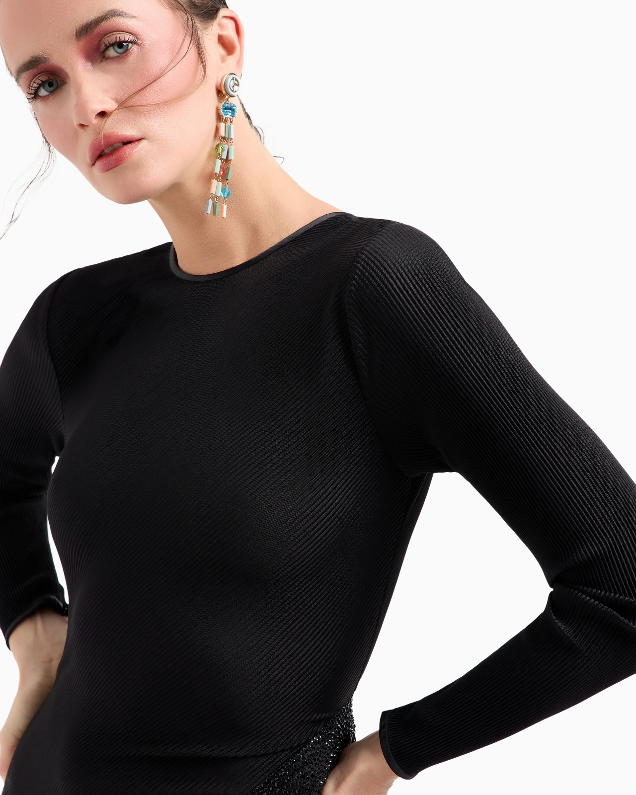 Long dress in pleated jersey - 5