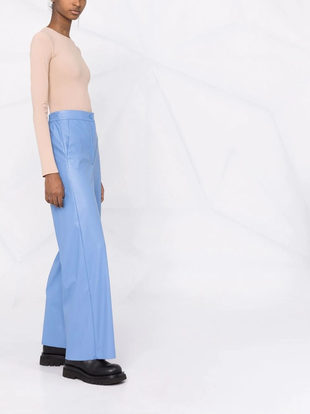 faux-leather straight-leg trousers - 4