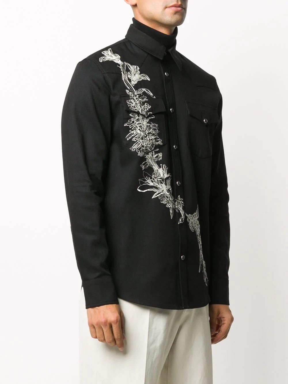 embroidered denim shirt - 3