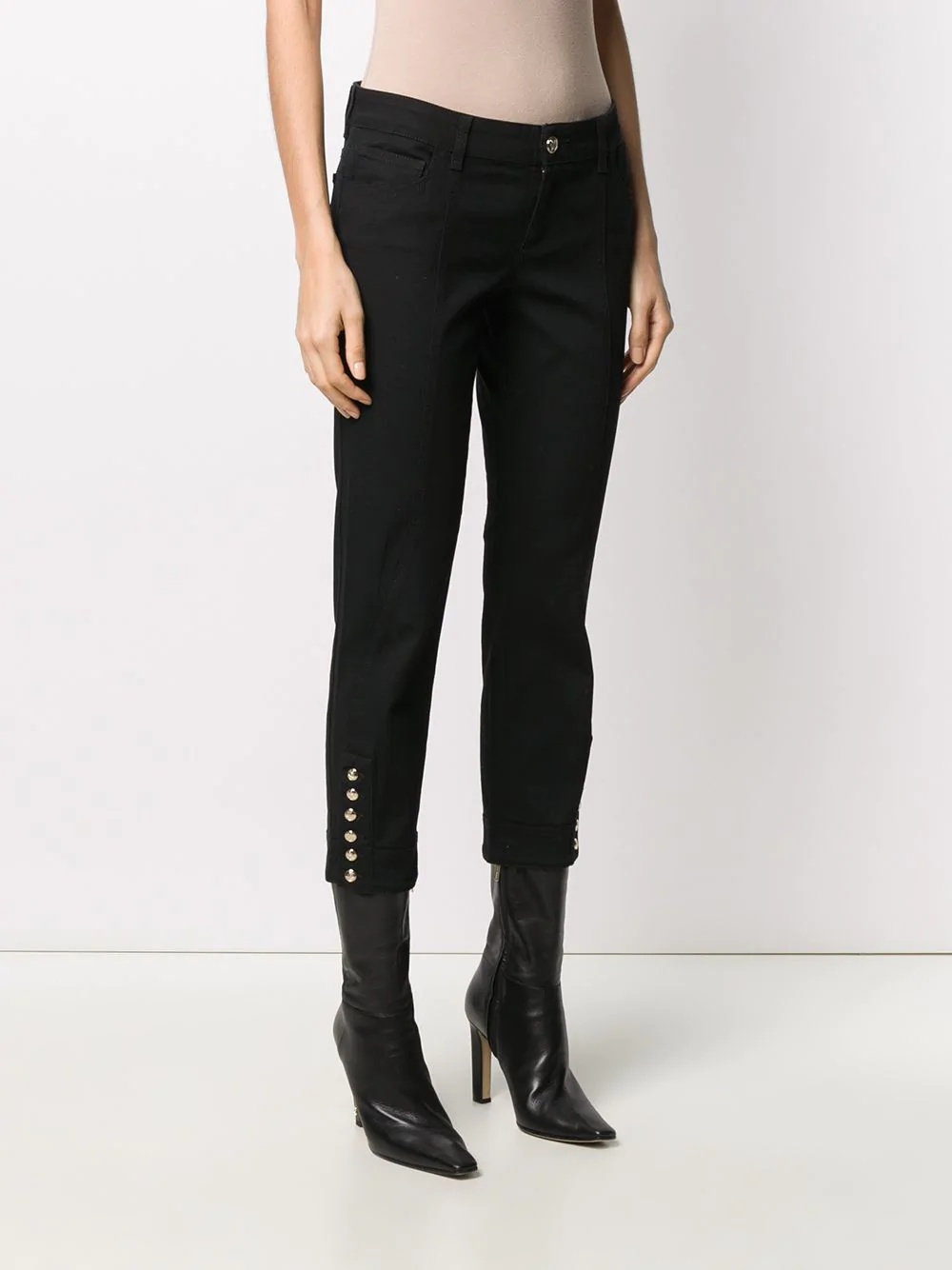 cropped button-detail trousers - 3