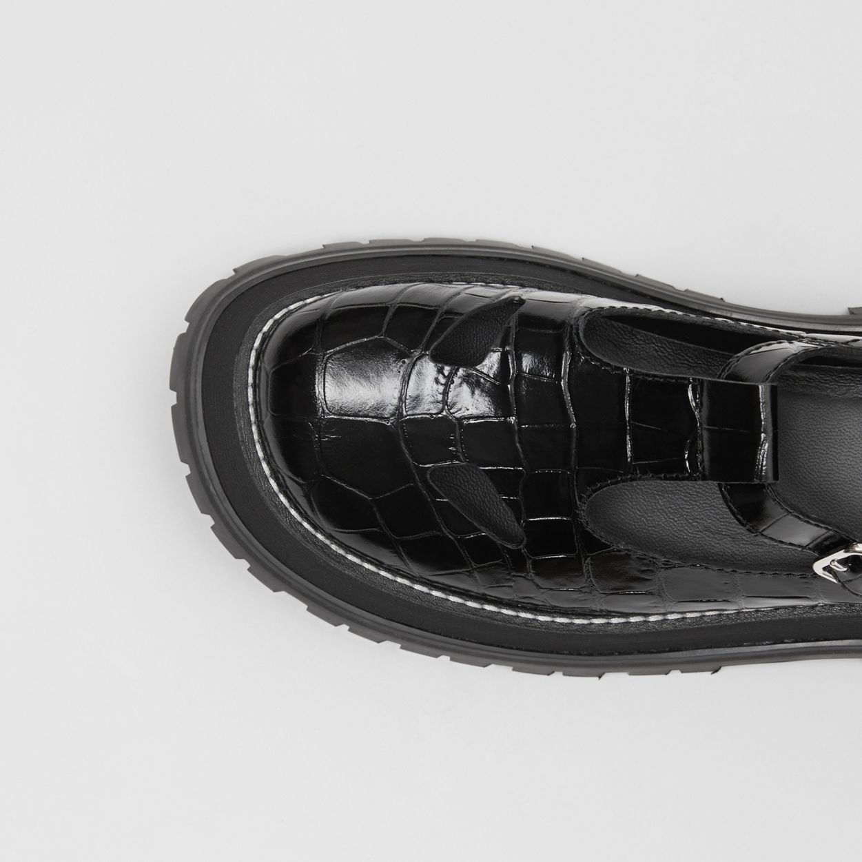 Embossed Leather T-bar Shoes - 2