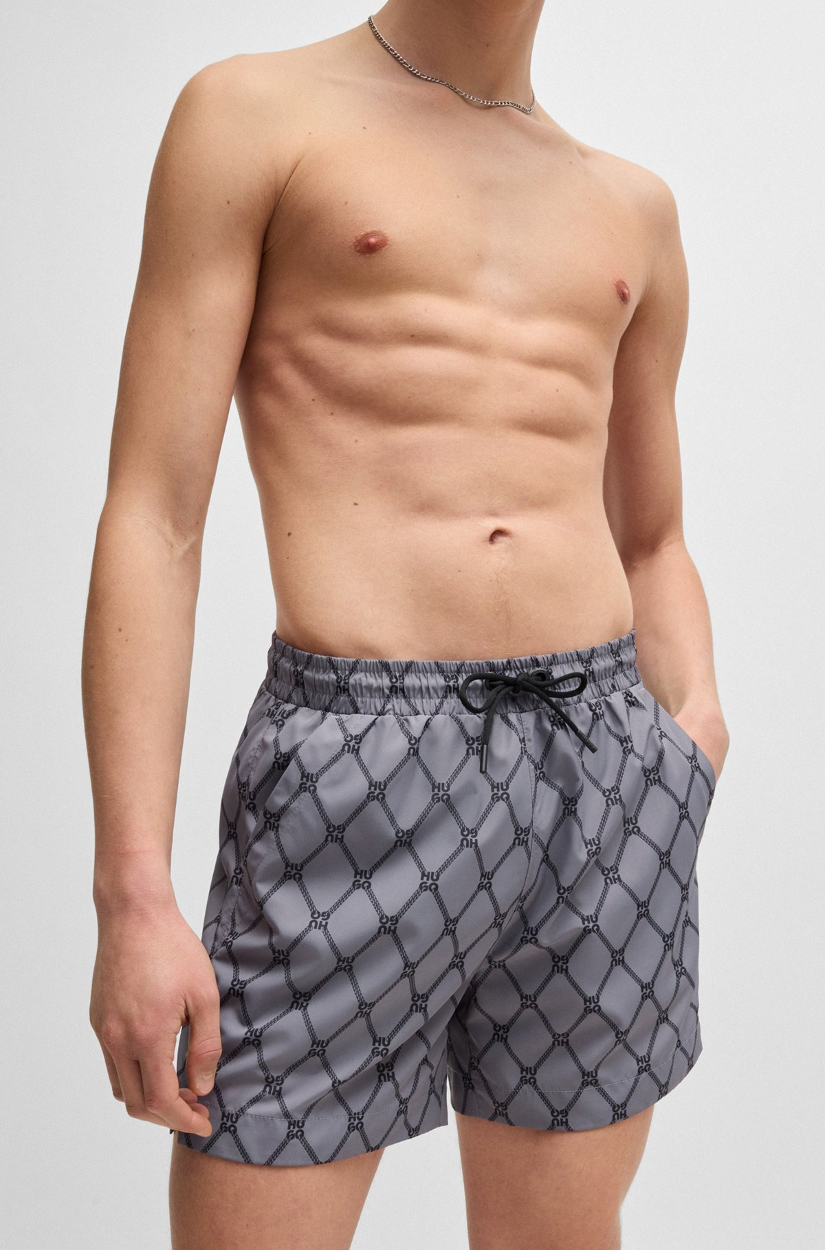 SWIM SHORTS WITH STACKED-LOGO PRINT - 3