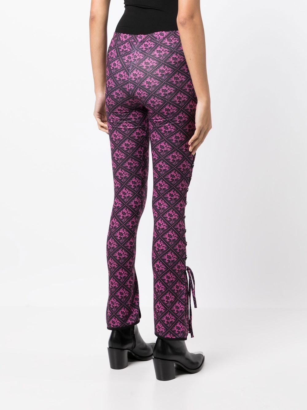 Gardenia print lace-up fasten leggings - 4