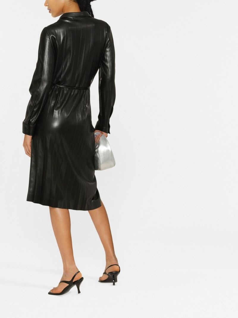 faux-leather pleated dress - 4