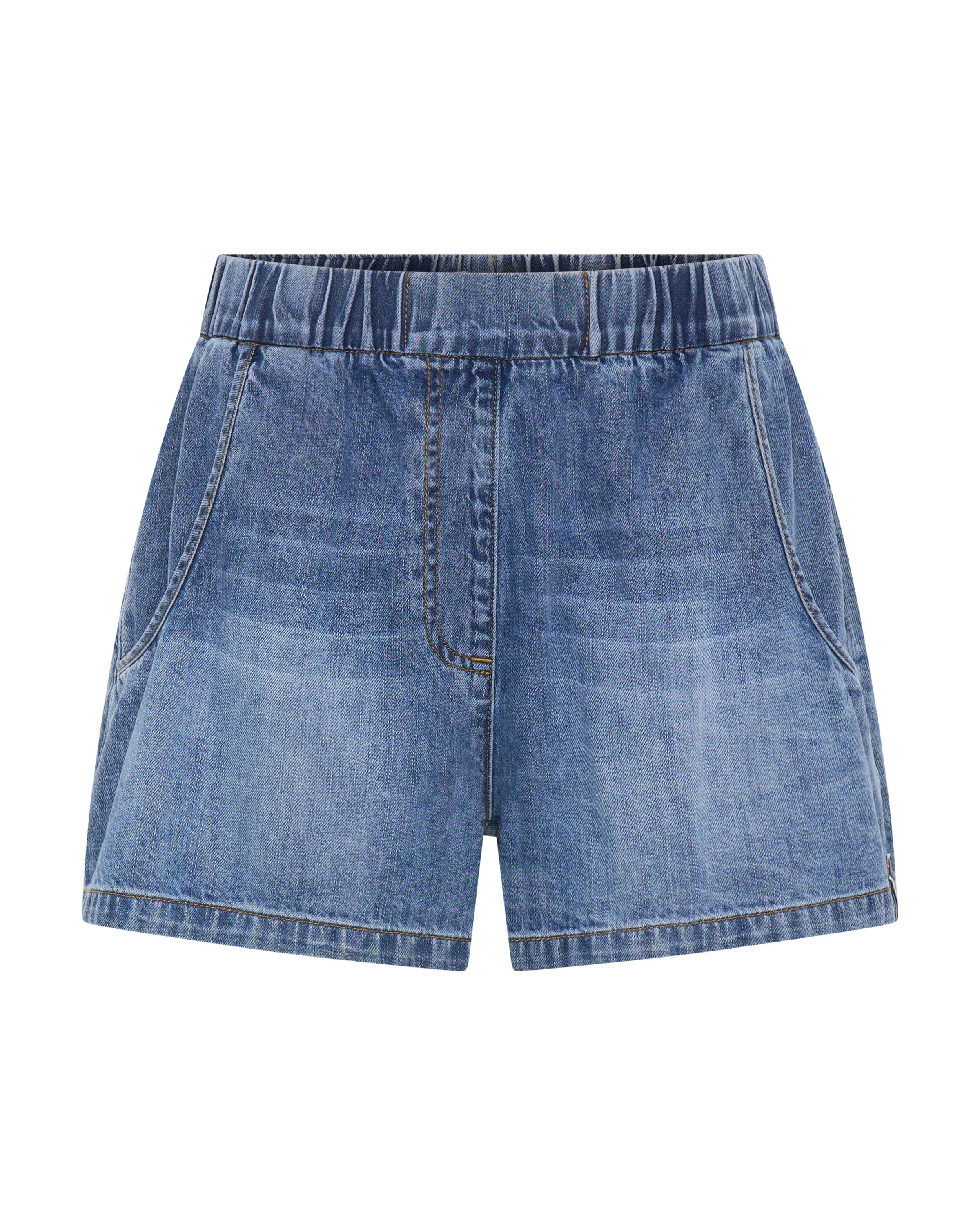 Funks High Waist Elasticated Flippy Denim Short - Blue Love - 1