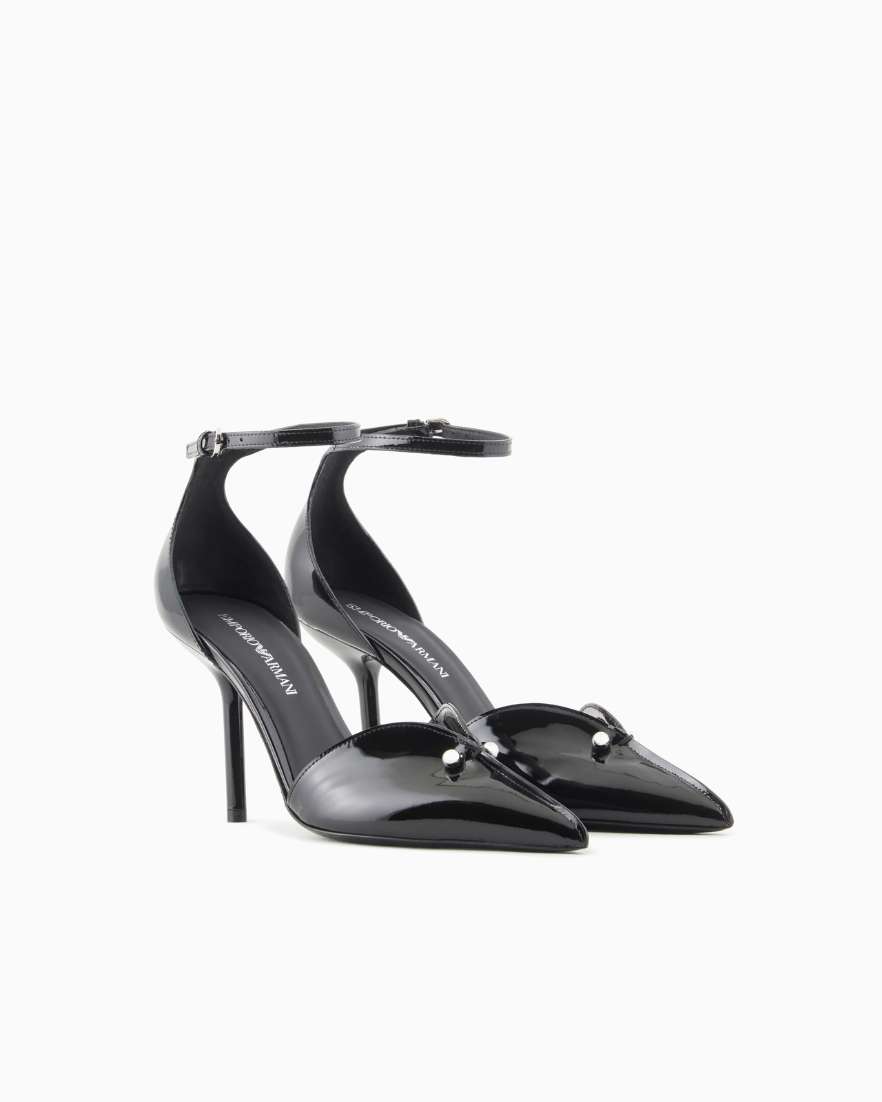Patent-leather pointed court shoes with strap and piercing - 2