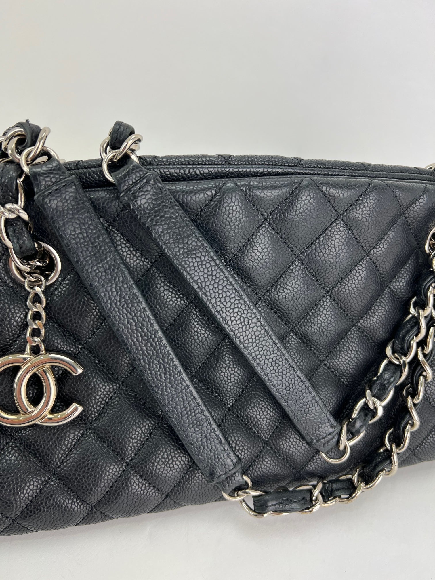 CHANEL Just Mademoiselle Quilted Caviar Black Bowling Shoulder - 6