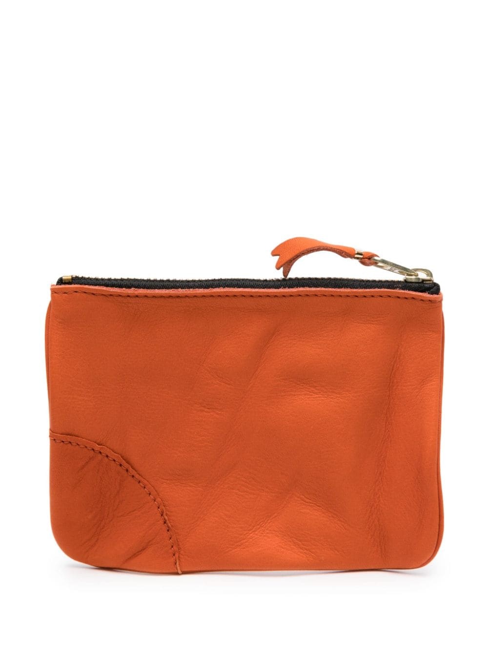 washed zip-up leather pouch - 2