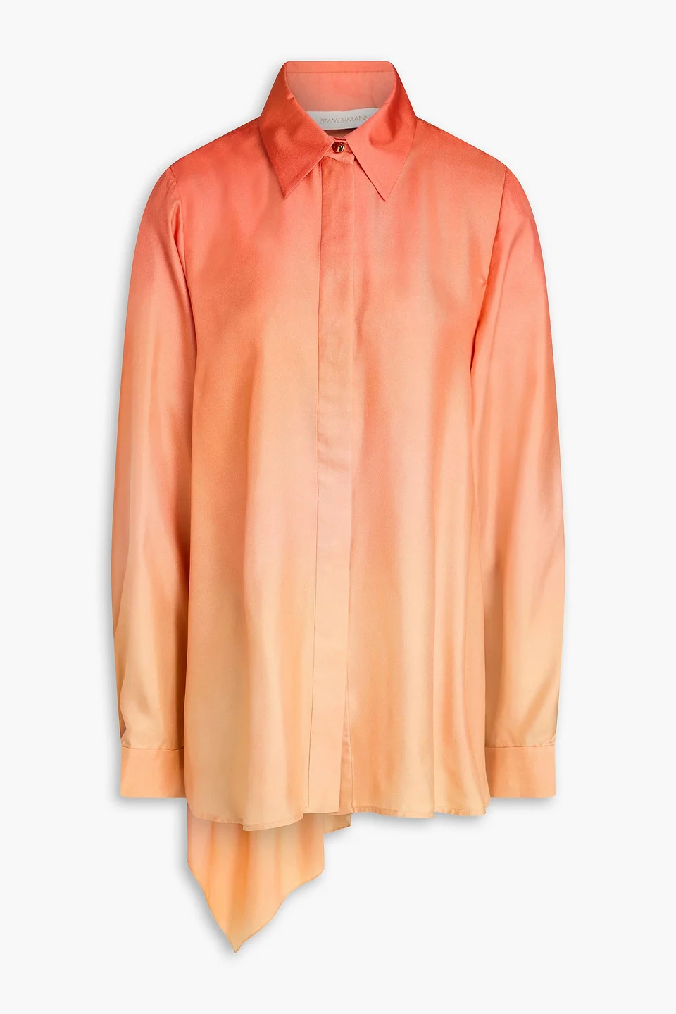 Asymmetric dégradé silk-twill shirt - 1