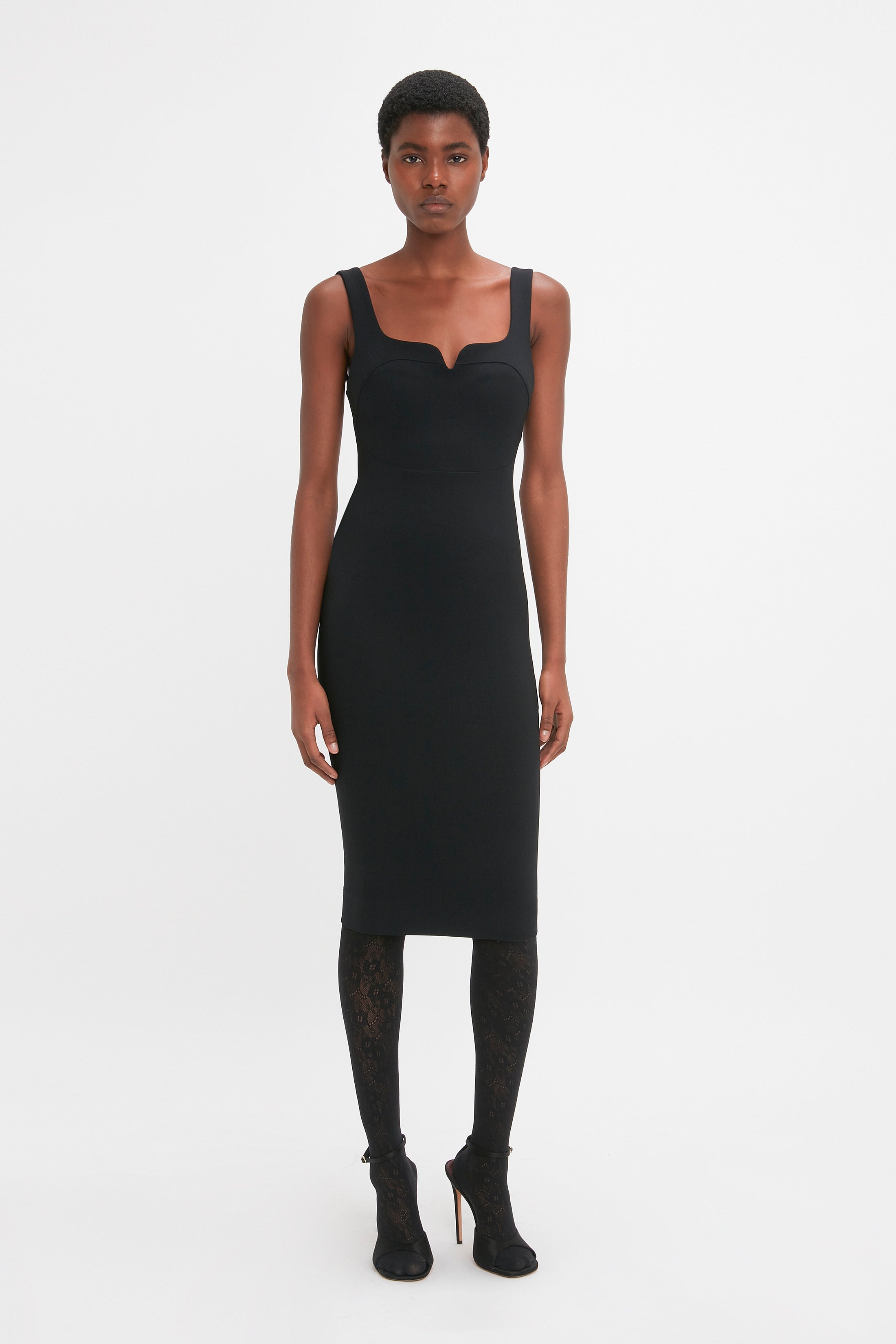 Sleeveless Fitted T-Shirt Dress In Black - 3
