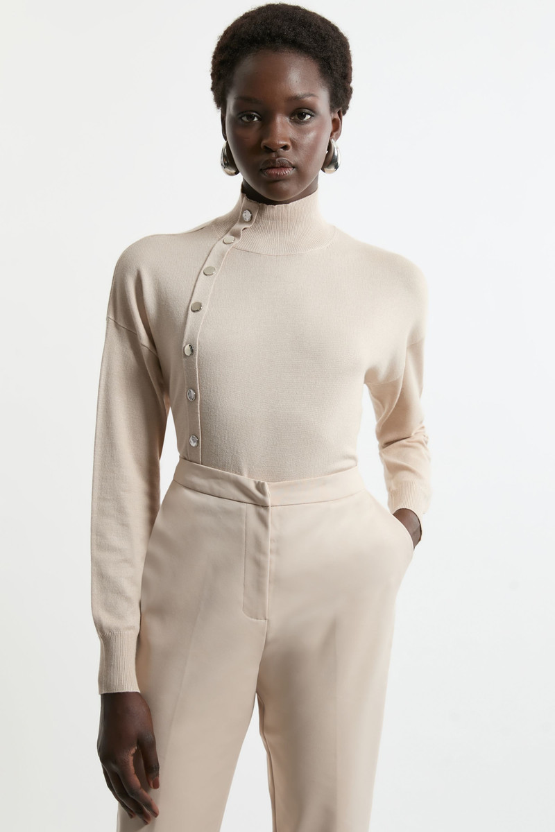 Viscose Blend Popper Detail Knit Jumper 5