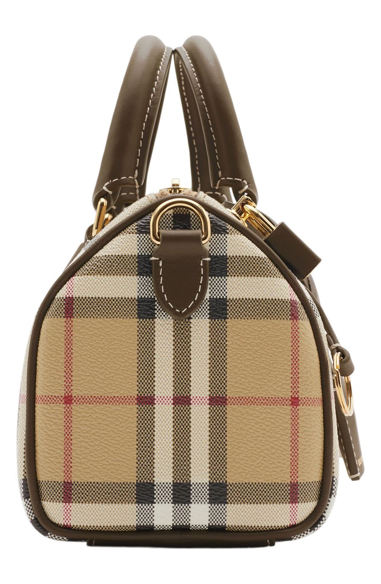 burberry Mini Check Coated Canvas Bowling Bag in Vintage Check/Briar Brown at Nordstrom - 3