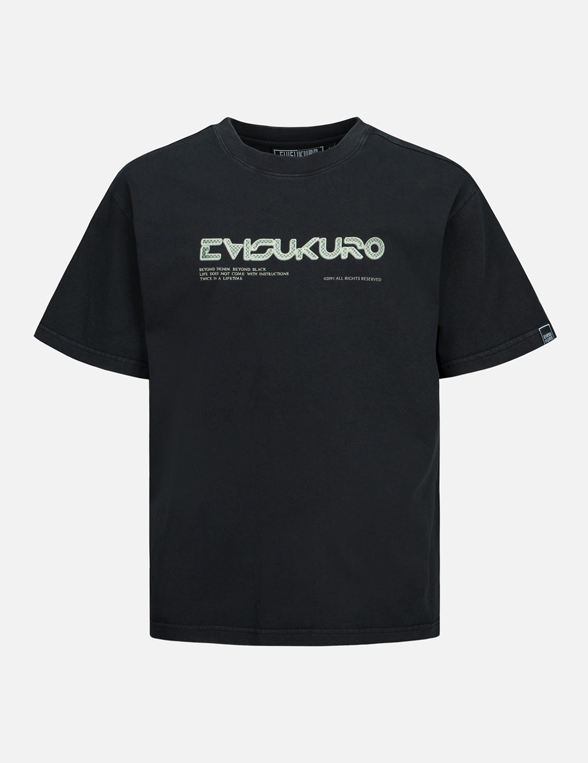 Metallic Stud Textured Logo Print T-shirt - 1