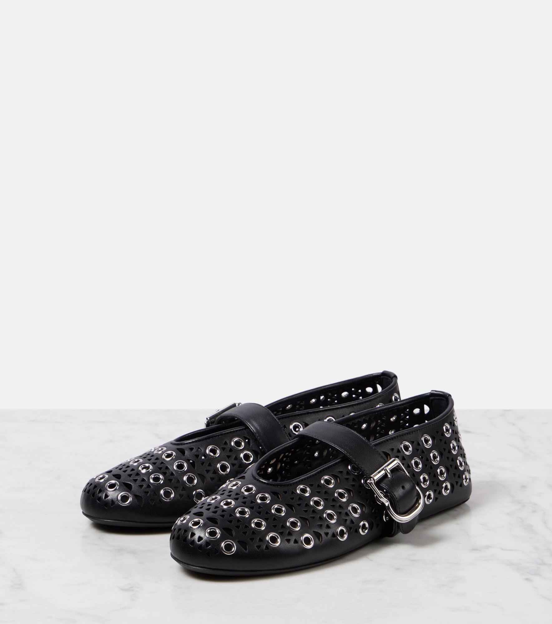 Eyelets leather ballet flats - 4