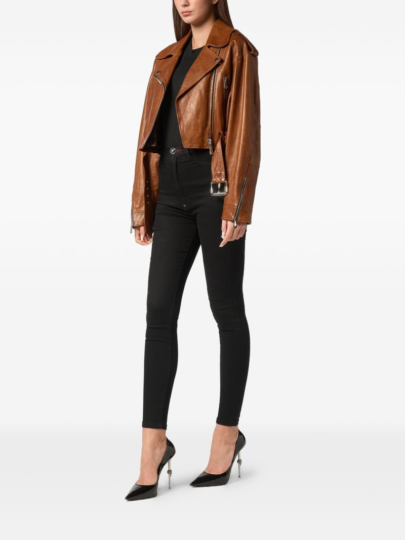 PHILIPP PLEIN leather biker jacket outlook