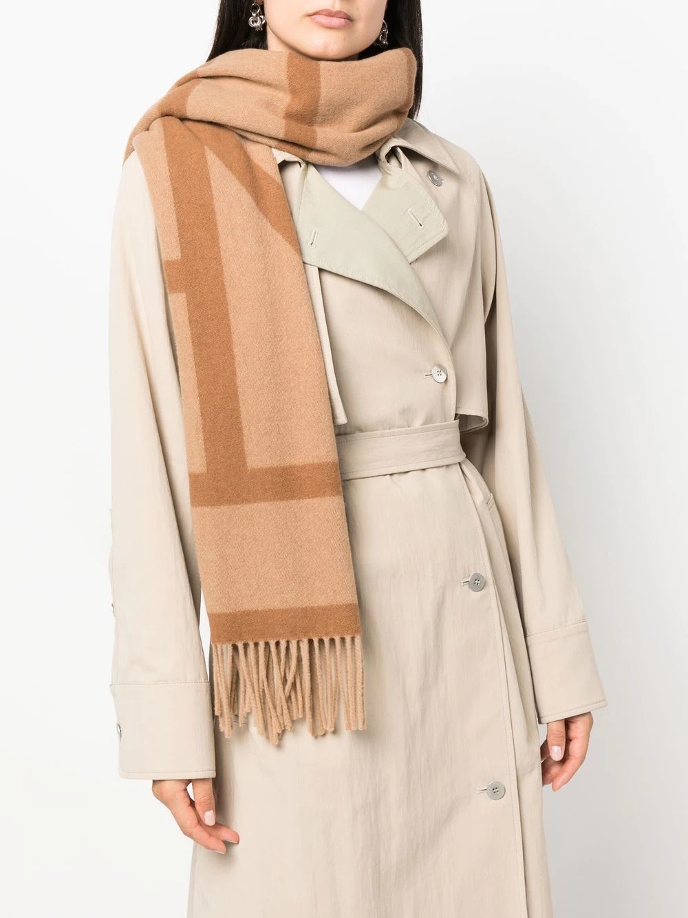 monogram-intarsia virgin wool scarf - 2