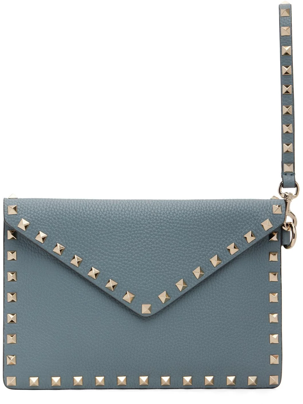 Blue Rockstud Grainy Calfskin Envelope Pouch - 1