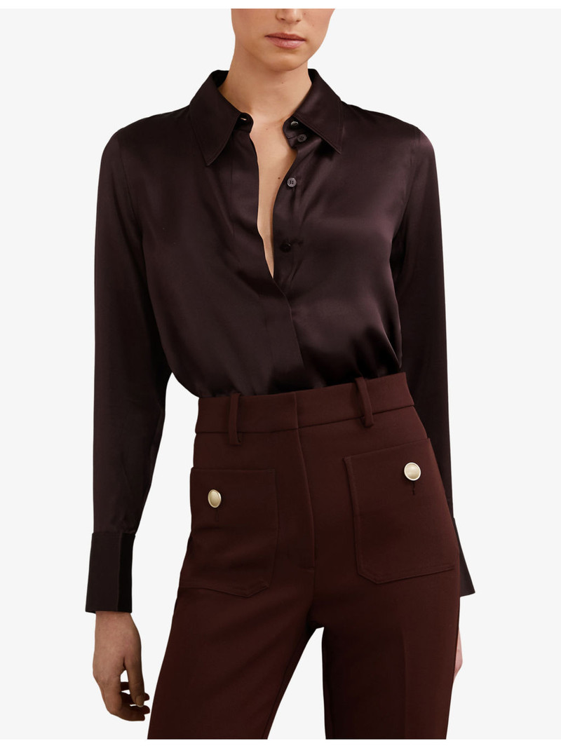 Ameira Concealed-Placket Long-Sleeve Silk Shirt 3