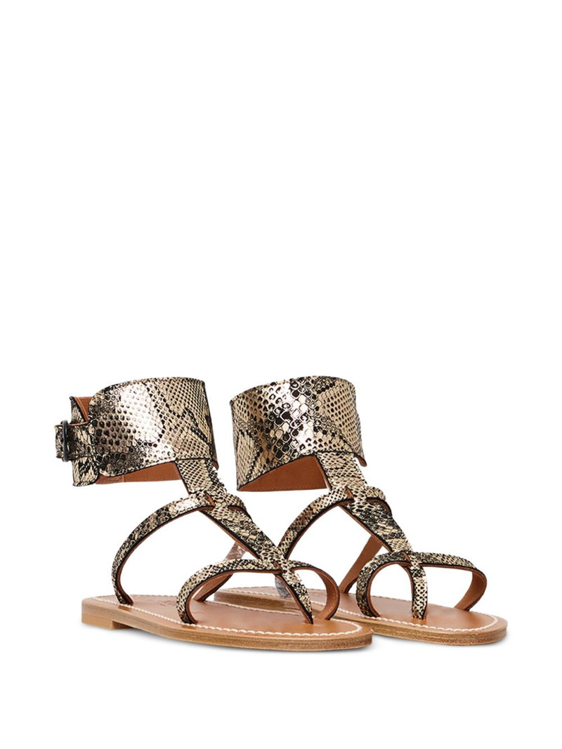 K.JACQUES Caravelle snakeskin-effect leather flat sandals outlook