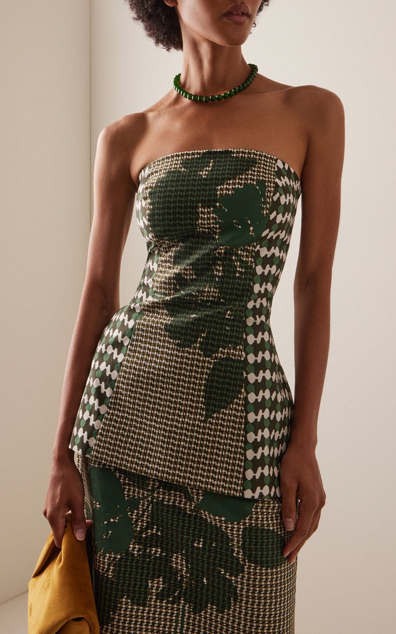 SILVIA TCHERASSI Astor Strapless Printed Cotton Top multi outlook