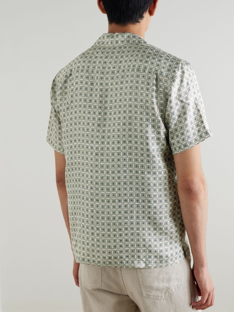Maitan Camp-Collar Printed Silk-Satin Shirt Gray 3