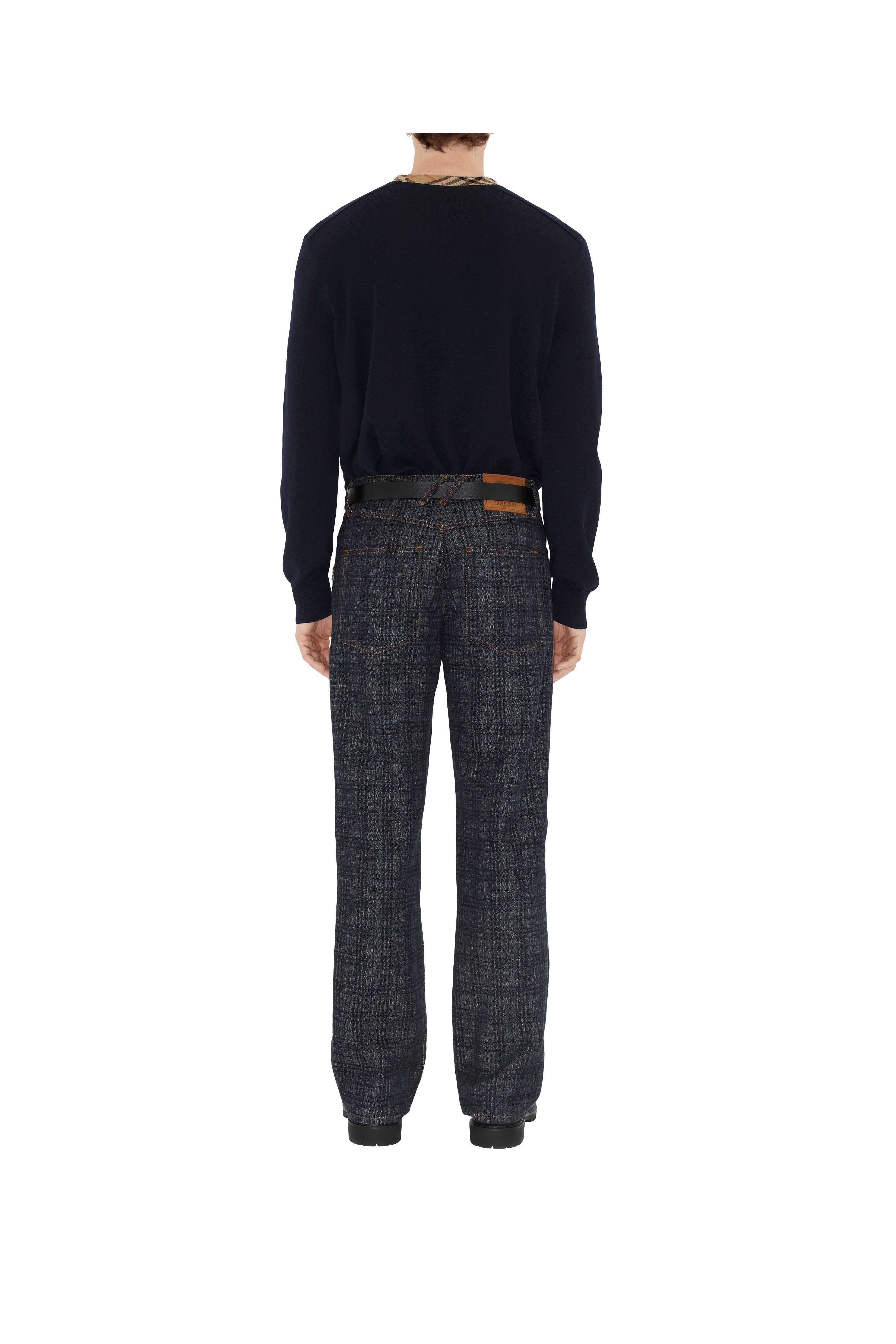 burberry Check Trim Wool Sweater in Black at Nordstrom - 5