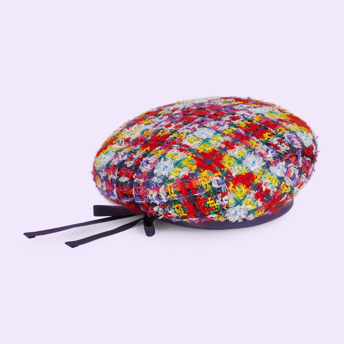 Check lamé tweed beret - 4