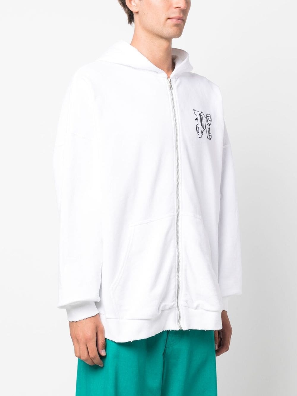 monogram-embroidered cotton hoodie - 3