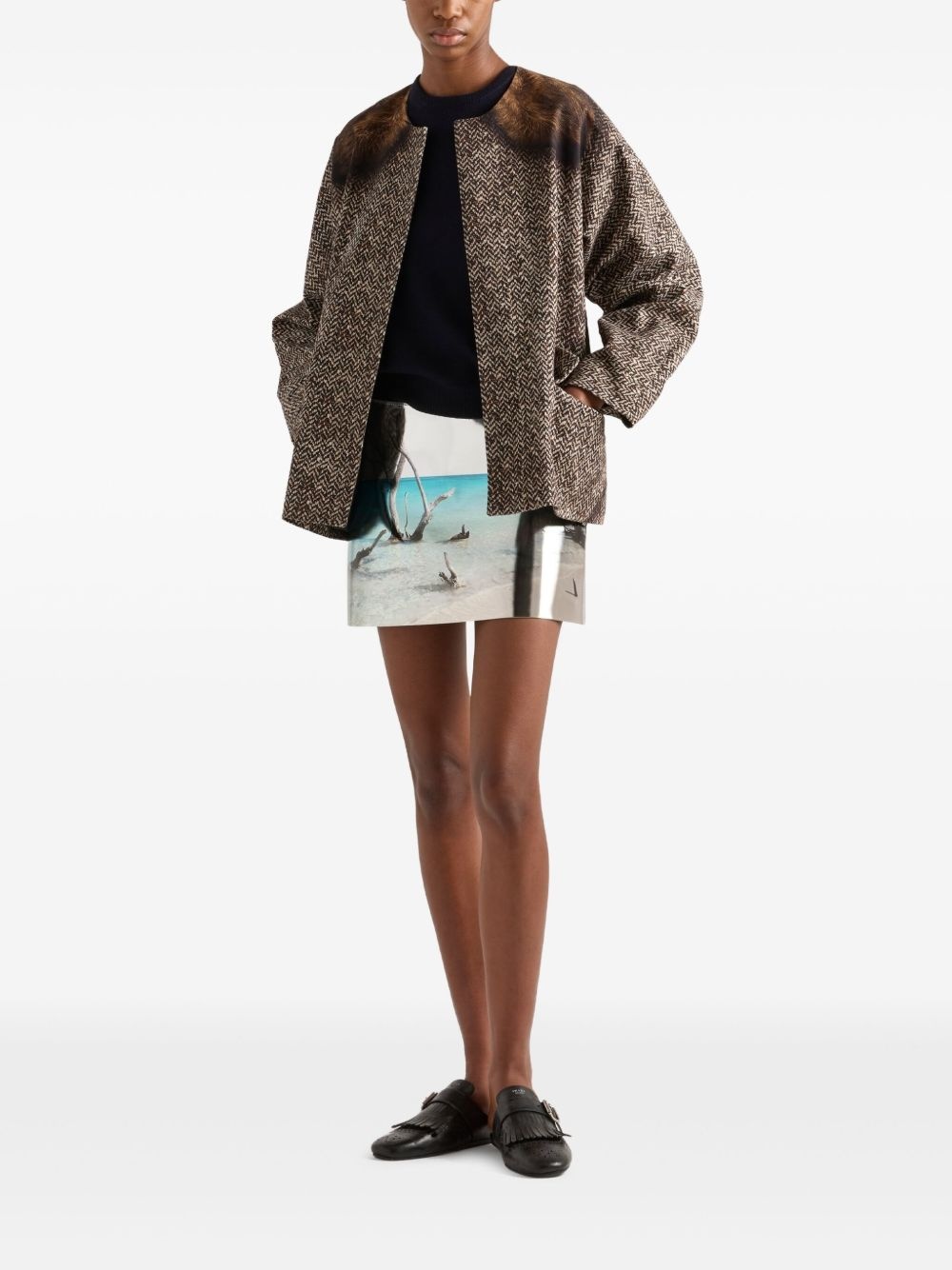 high-shine leather mini skirt - 2