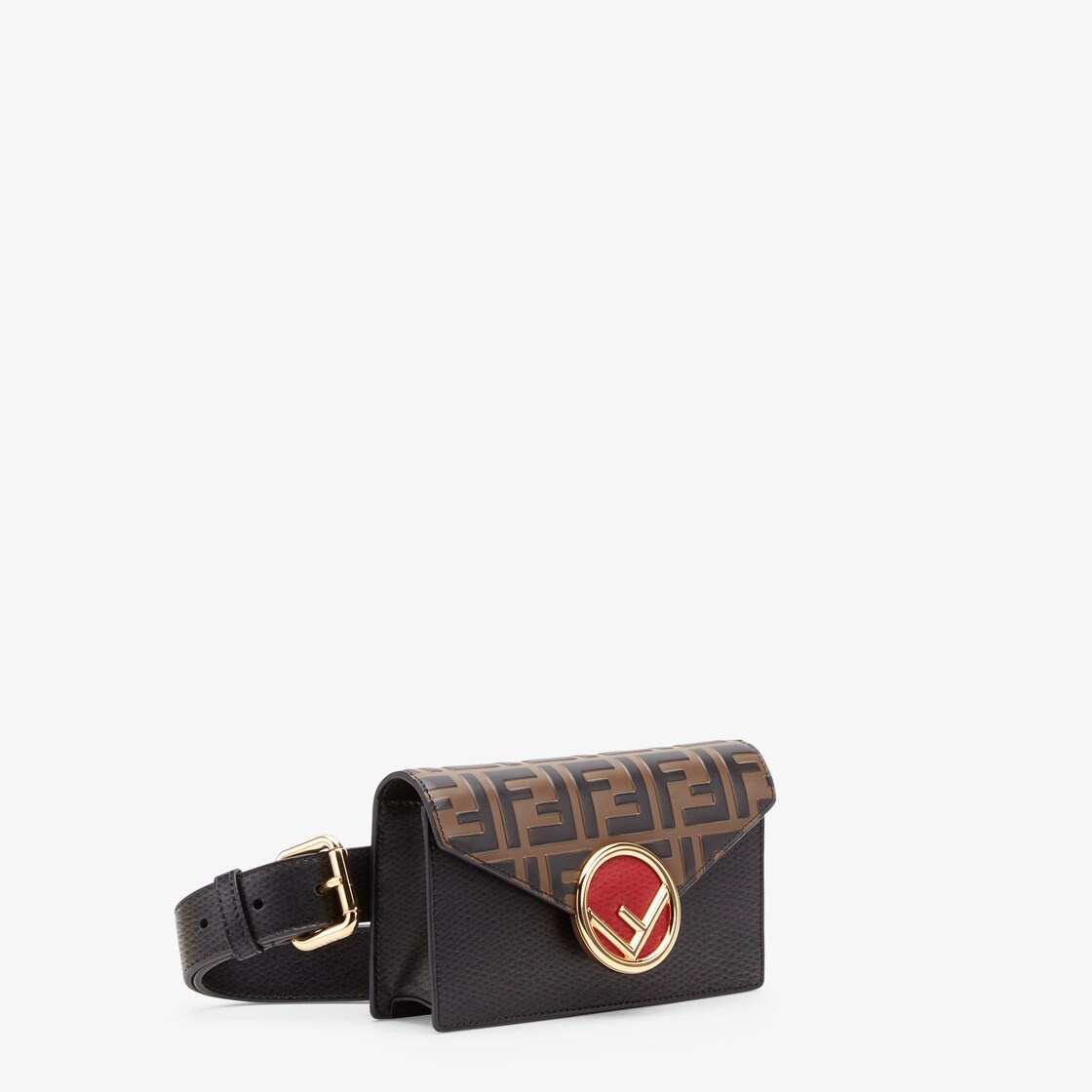 Pouch made of black leather with the iconic FF pattern in a raised print on the flap and hand-painte 2