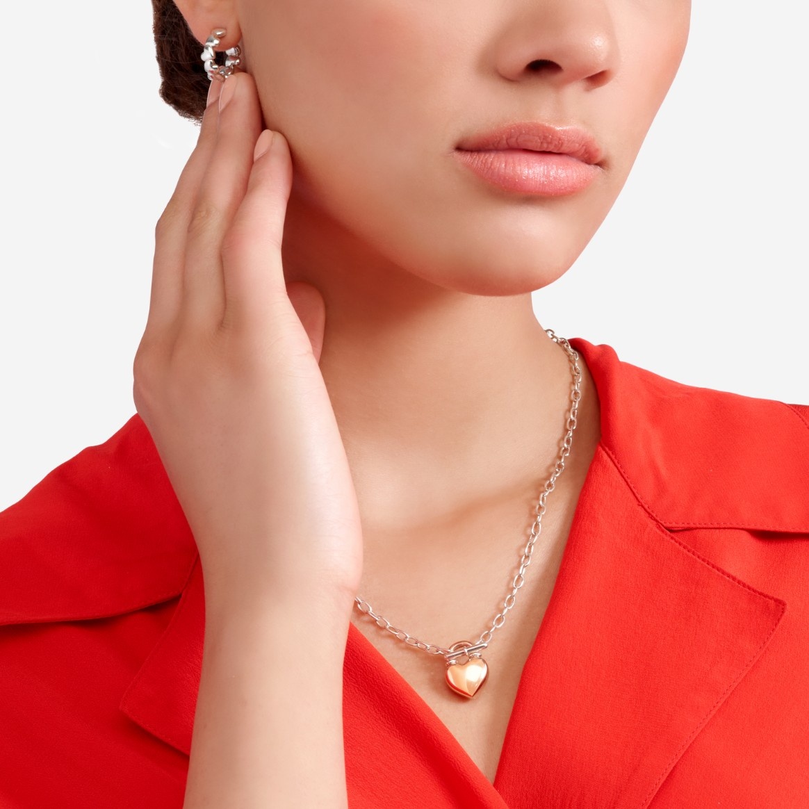 Rose Gold & Silver Heart Necklace - 4