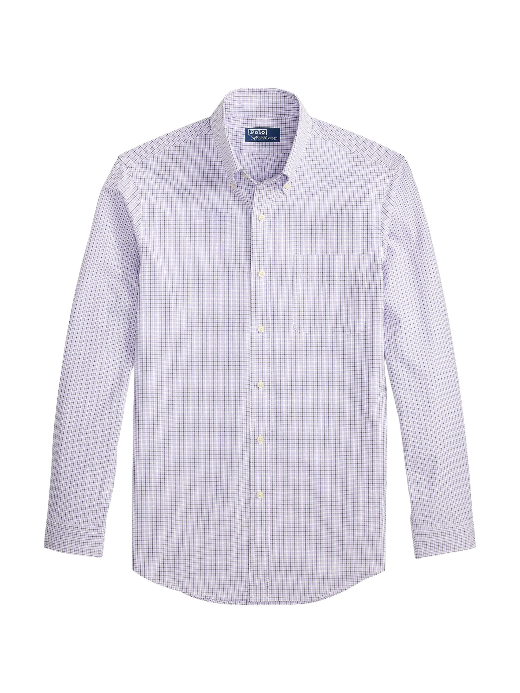 Men's Poplin Button-Up Sport Shirt - Lavender Blue Multi - 1