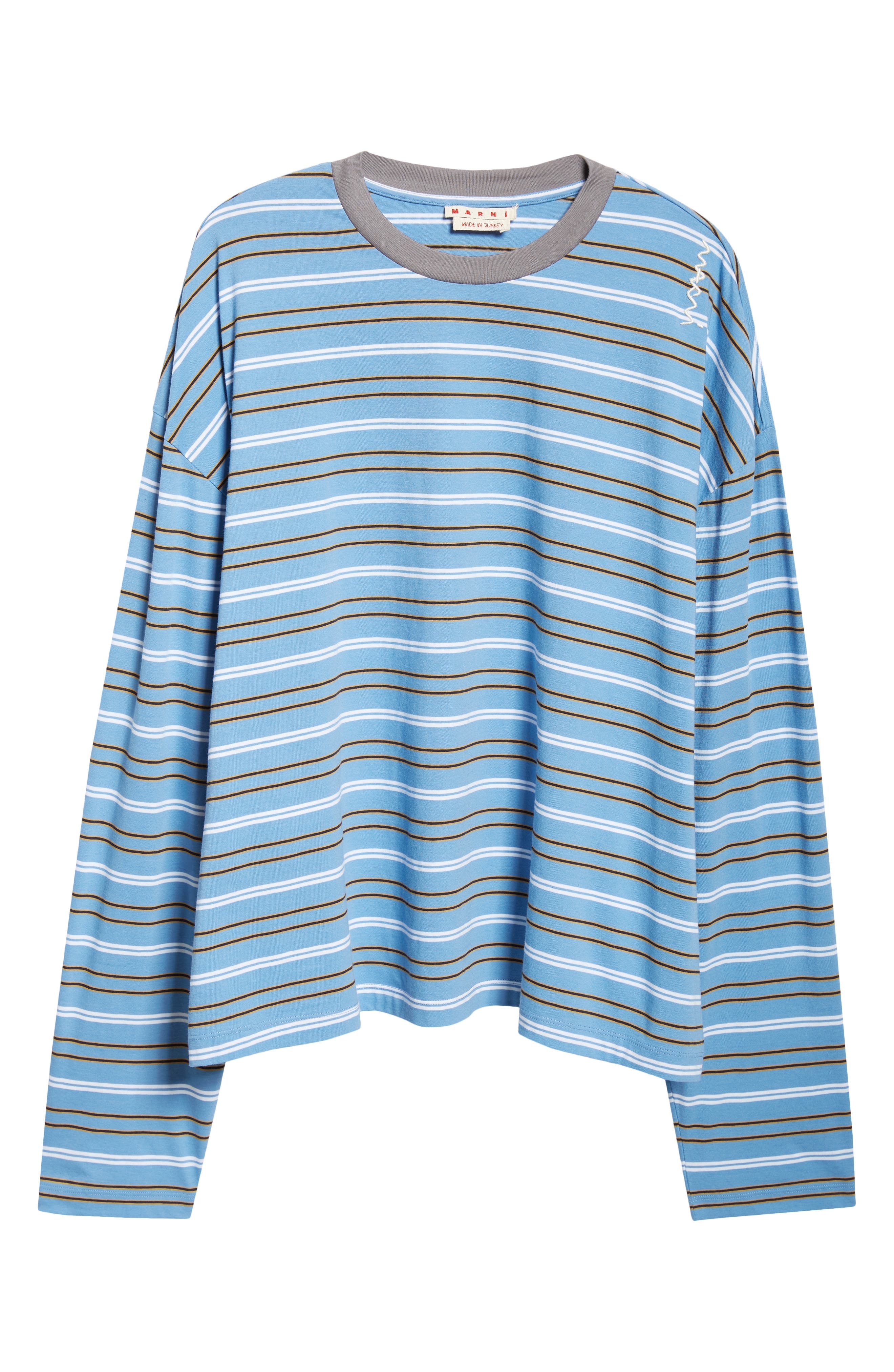 Marni Stripe Long Sleeve Cotton T-Shirt in Blue Lilac at Nordstrom - 5