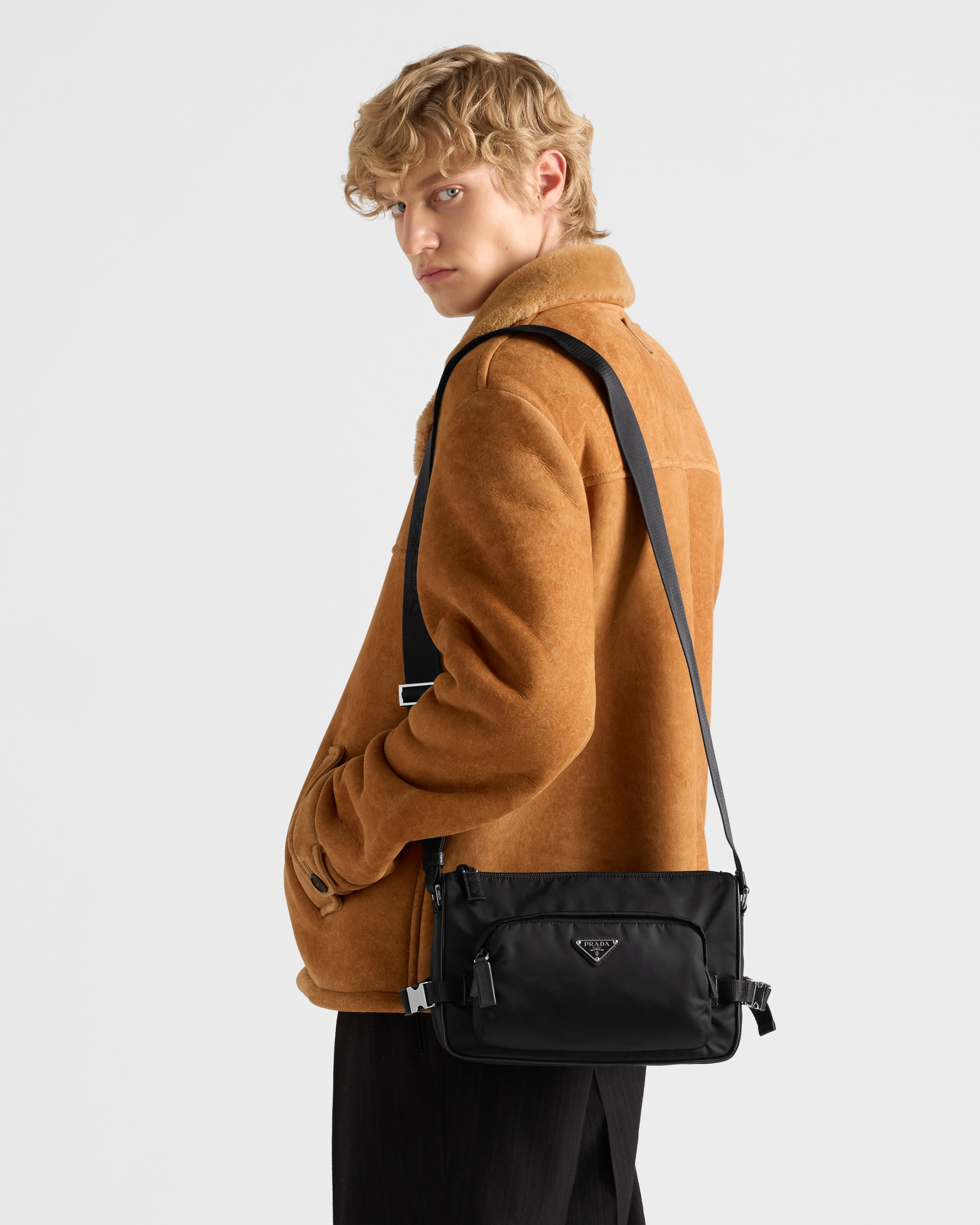 Medium Re-Nylon and Saffiano leather shoulder bag - 2