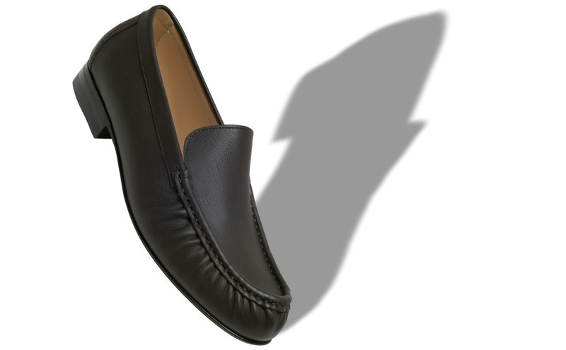 Manolo Blahnik Dark Brown Calf Leather Loafers outlook