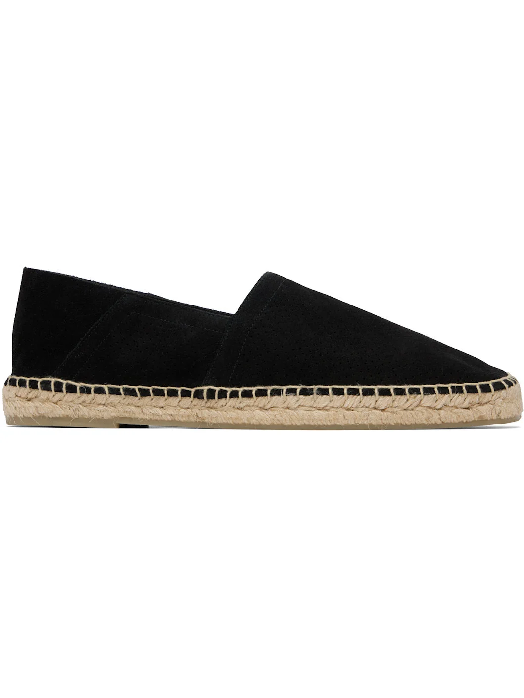 Black Perforated Suede Barnes Espadrilles - 1
