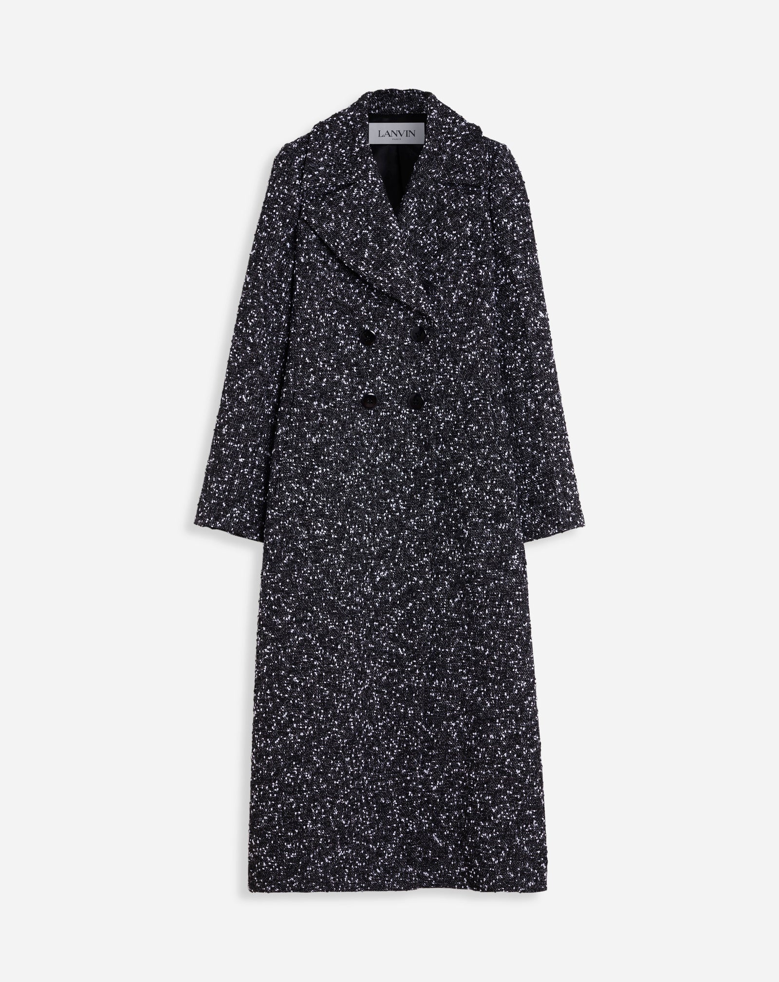 DOUBLE-BREASTED FITTED TAILORED COAT IN TWEED - 1